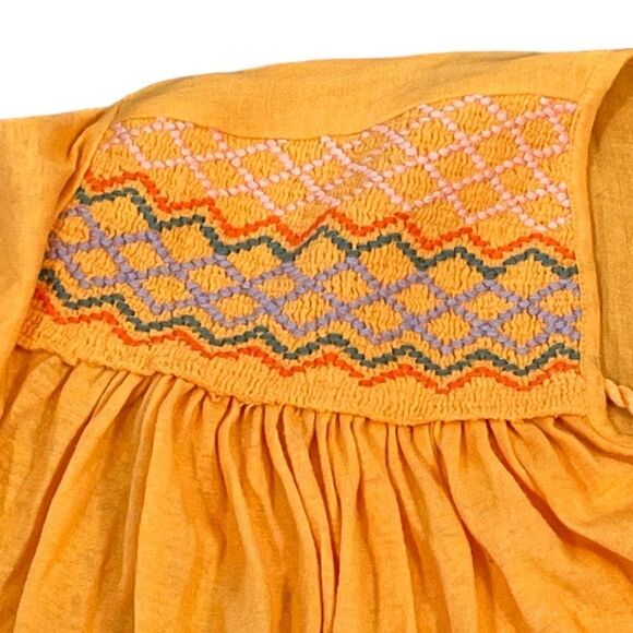 Free People Women’s Market Embroidered V-Neck Top Orange, Size M, NWT - Picture 8 of 13